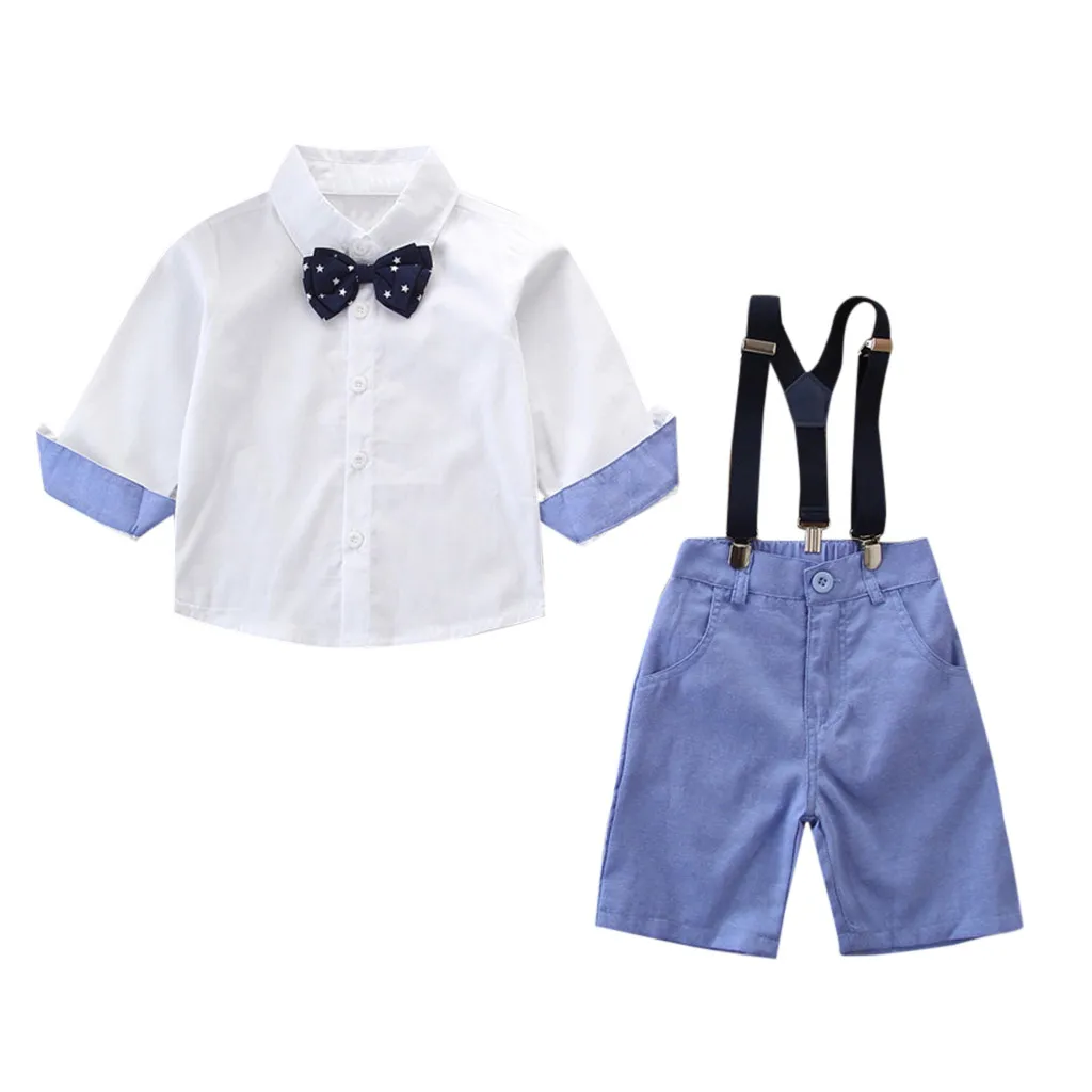 Комплект одежды для мальчиков, рубашка, шорты, штаны, комплект джентльмена, Модный летний праздничный костюм для малышей