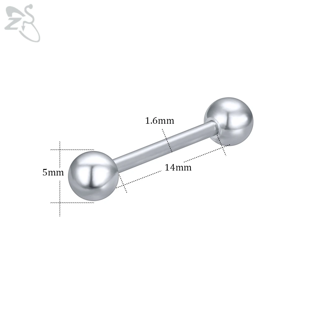 ZS 1 шт. серьги из нержавеющей стали пирсинг бровей губная серьга язык Пронзительный нос кольцо длинный промышленный пирсинг в форме гантели ювелирные изделия - Окраска металла: H