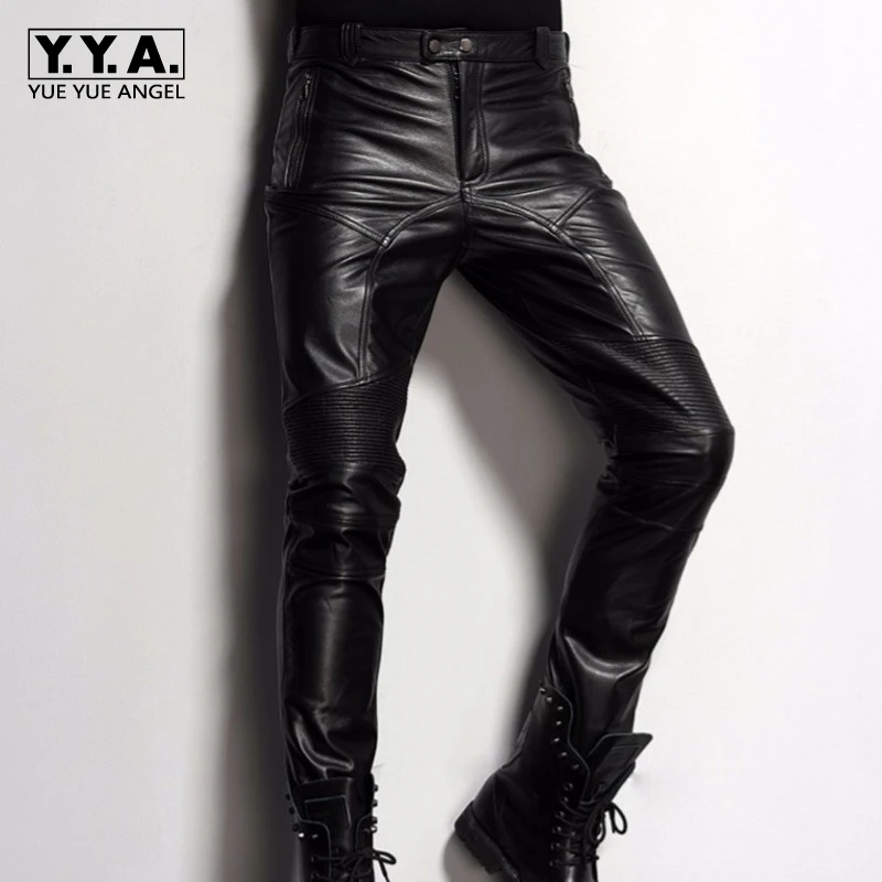 genuine black leather pants