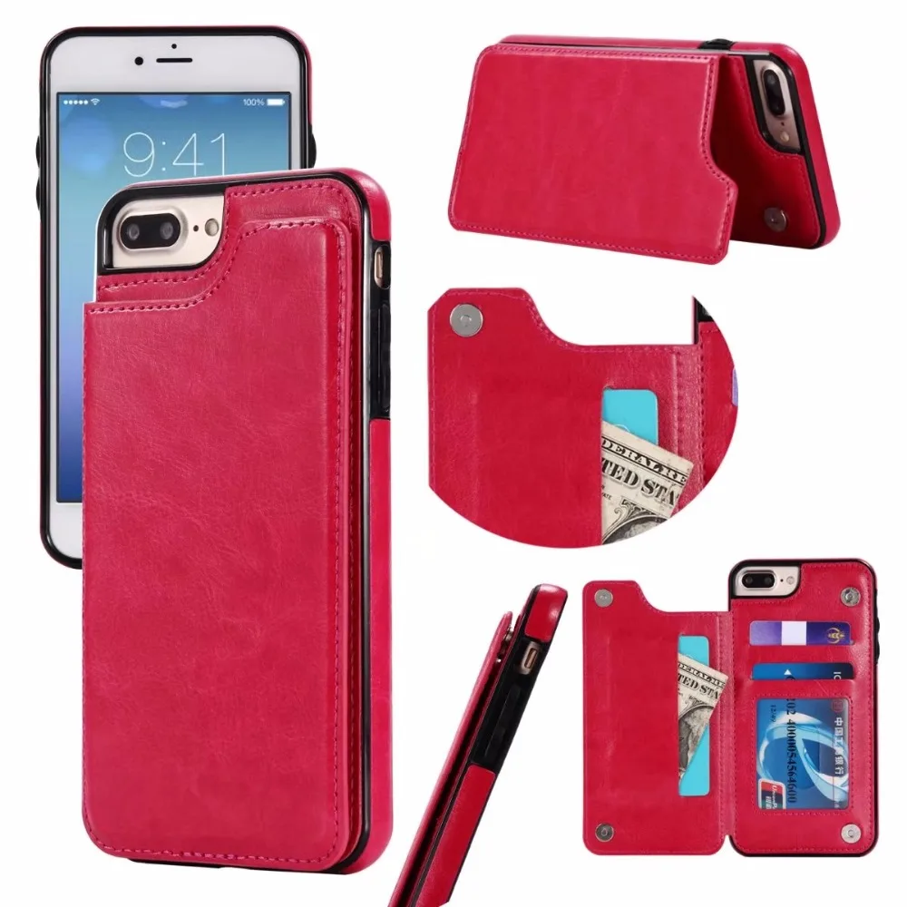 

Роскошный чехол-кошелек Adtismark для iPhone 5, 6, 6S Plus, кожаный держатель для карт с кронштейном, откидная подставка, задняя крышка для iPhone 7, 8