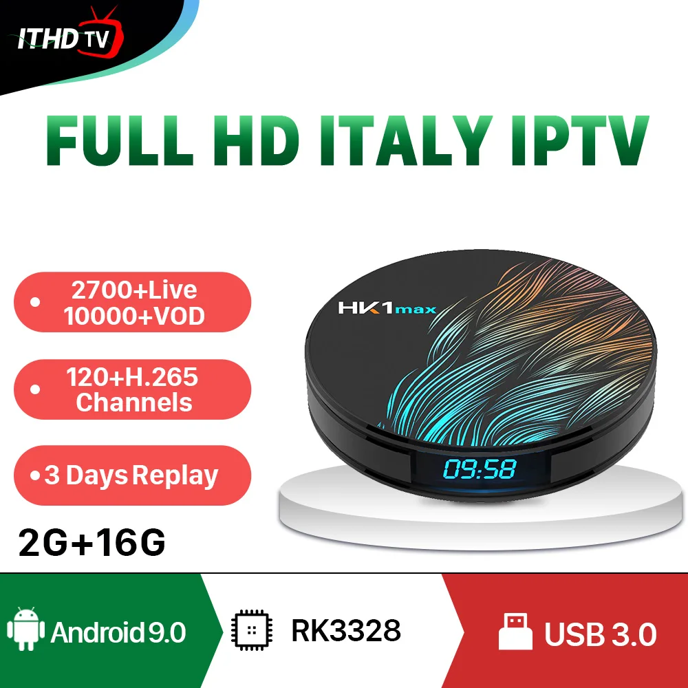 

IPTV Italy Arabic France Portugal Qatar Spain IPTV ITHDTV HK1 MAX Android 9.0 2G+16G USB3.0 IP TV Portugal France Italia IPTV