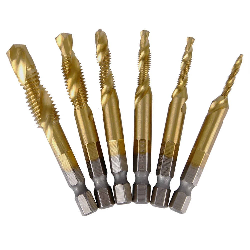 Hakkin Высокое качество 6 шт. 1/4 ''hex HSS нитки спираль винт M3 M4 M5 M6 M8 M10 метрический