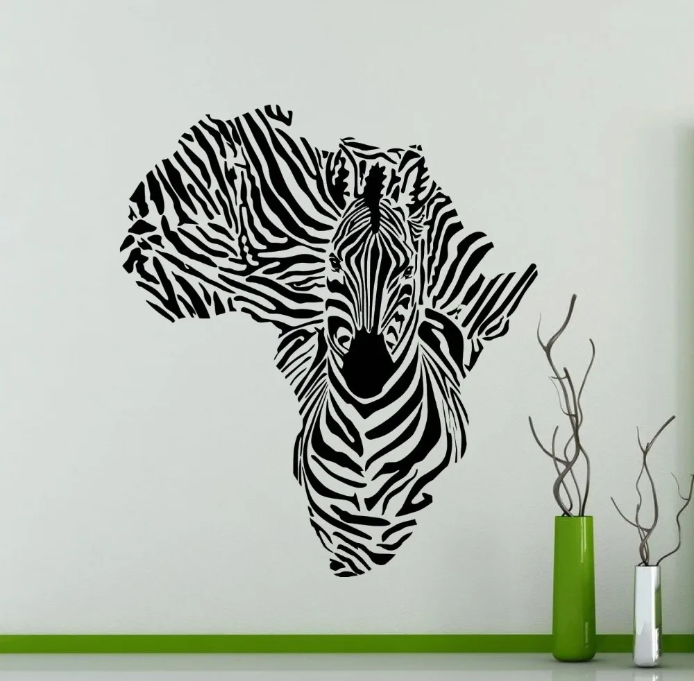 Afrika Peta Zebra Dinding Mural Silhouette Kreatif Khusus Keren