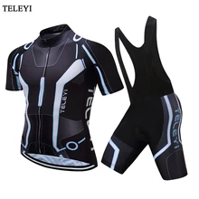 Teleyi для активного летнего спорта комплект одежды велосипед Джерси белый/черный нагрудник шорты комплект Ropa Ciclismo велосипедная одежда