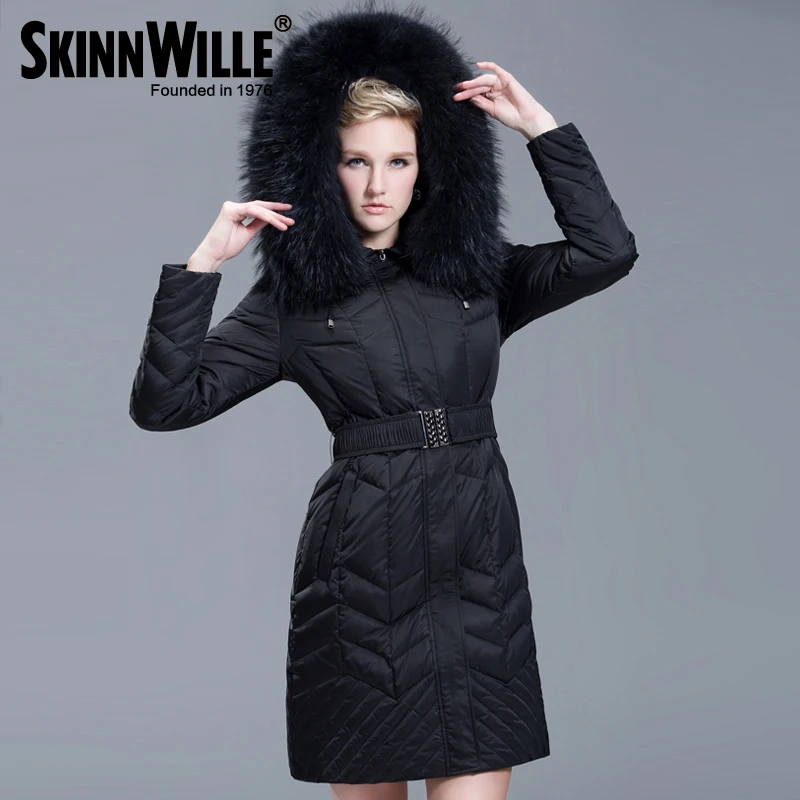 skinnwille2017 fashion thickening large fur collar down coat women medium-long winter new arrival woman winter coats and jackets