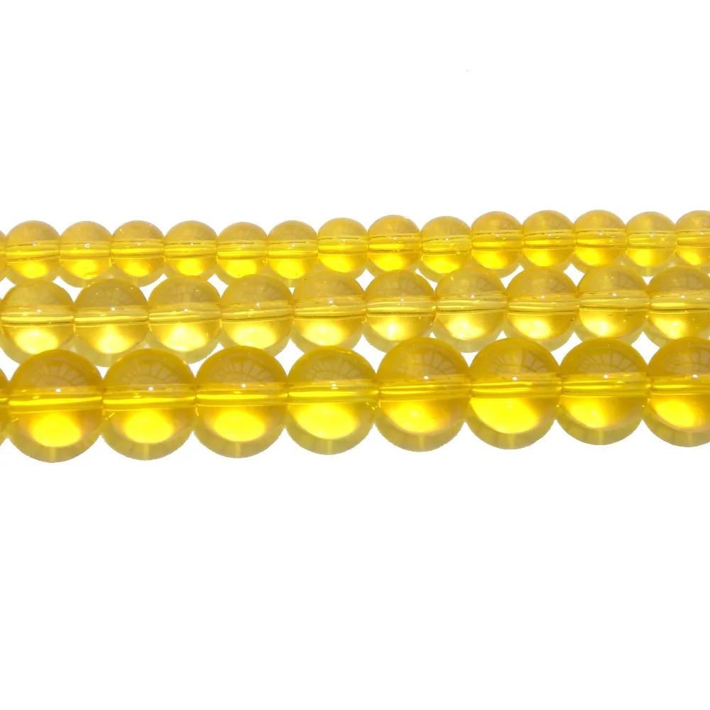 

Clear Glass Yellow Crystal Round Loose Beads 4 6 8 10 12 MM Pick Size For Jewelry Making Charm DIY Bracelet Necklace Material