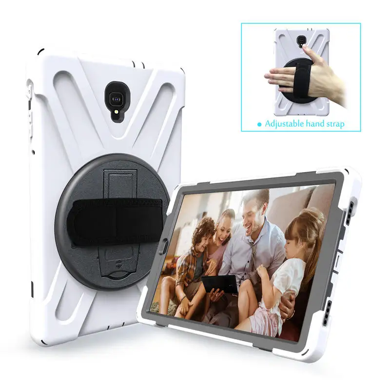Противоударный детский чехол для samsung Galaxy Tab A 10,5 SM-T595 T590 T597, чехол-подставка силиконовая резина, защитный чехол+ ремешок на руку - Цвет: White