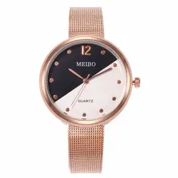 Женские часы из нержавеющей стали повседневные Роскошные модные Женский, сетчатый ремешок кварцевые наручные часы женские часы MEIBO