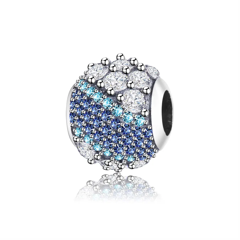 Новые модные ювелирные изделия из стерлингового серебра 925 пробы бусина-Шарм для оригинальных шармов Pandora браслет прозрачный синий циркон DIY Berloque подарок