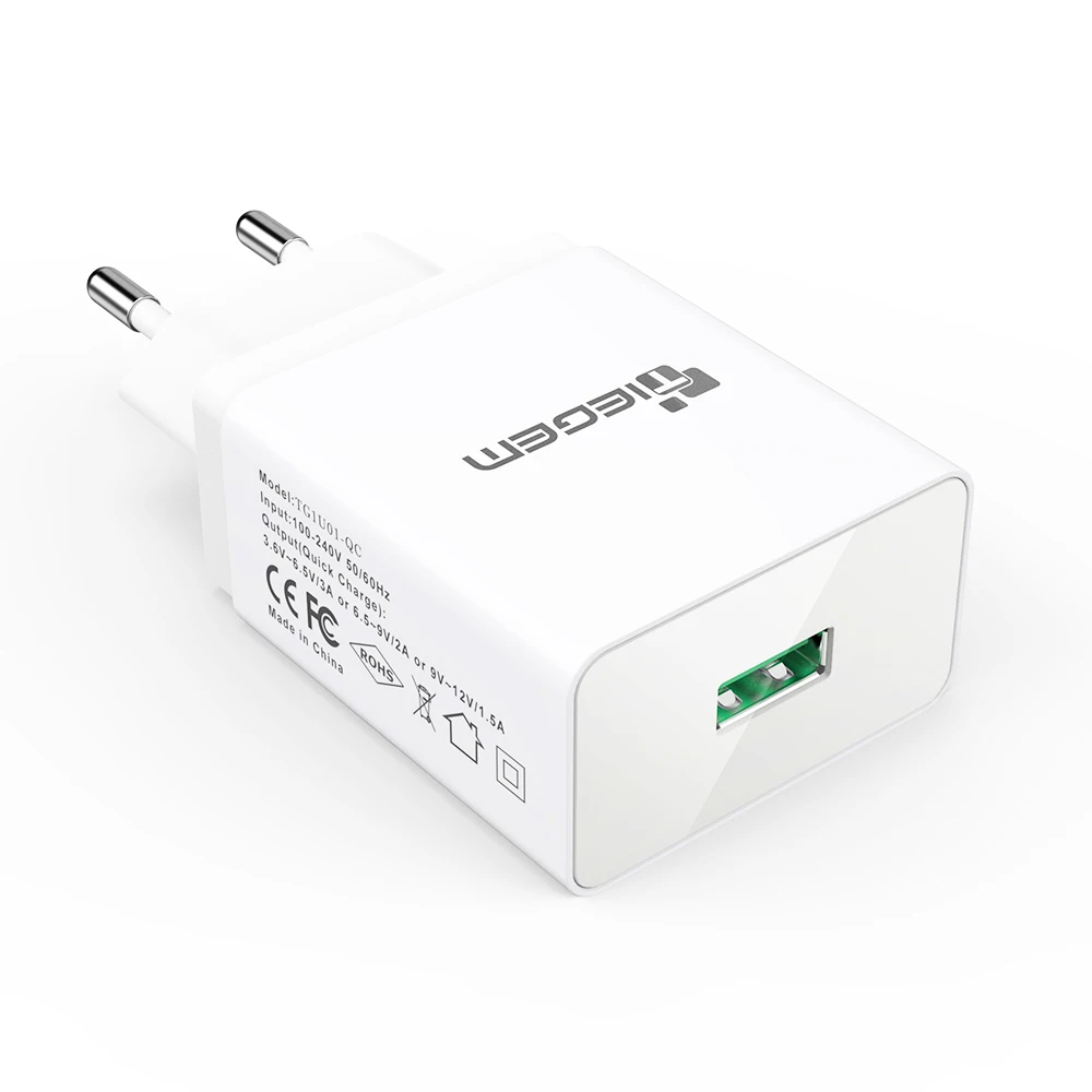 TIEGEM Quick Charge 3,0 USB настенное зарядное устройство адаптер 18 Вт EU US Plug Универсальное зарядное устройство для мобильных телефонов для samsung iphone 7