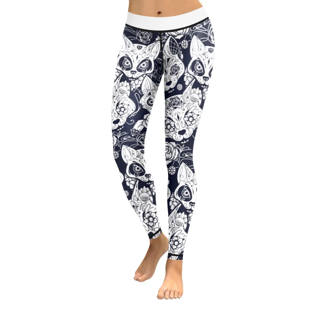 

Women Yoga Pants Fitness Motion Pant Halloween Sport Leggings Flowers Skull 3D Print Pencil Capris Running Trouser Slim Jeggings