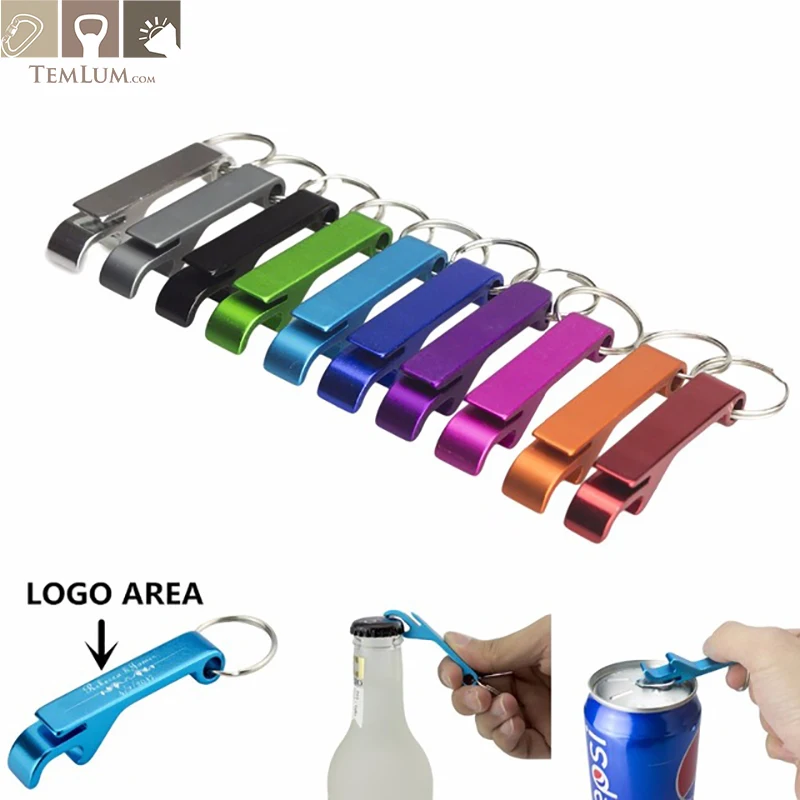 

TEMLUM 11 Colors Bottle Opener Keychain 4 in 1 Pocket Aluminum Beer Opener can Personalized Logo Openers Wedding Favor Gifts
