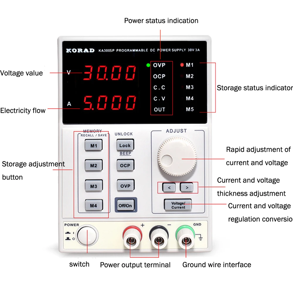 220V KA3005D высокая точность регулируемый Цифровой DC Питание 30 V/5A для научно-исследовательских работ обслуживания лаборатории 0,01 V 0.001A