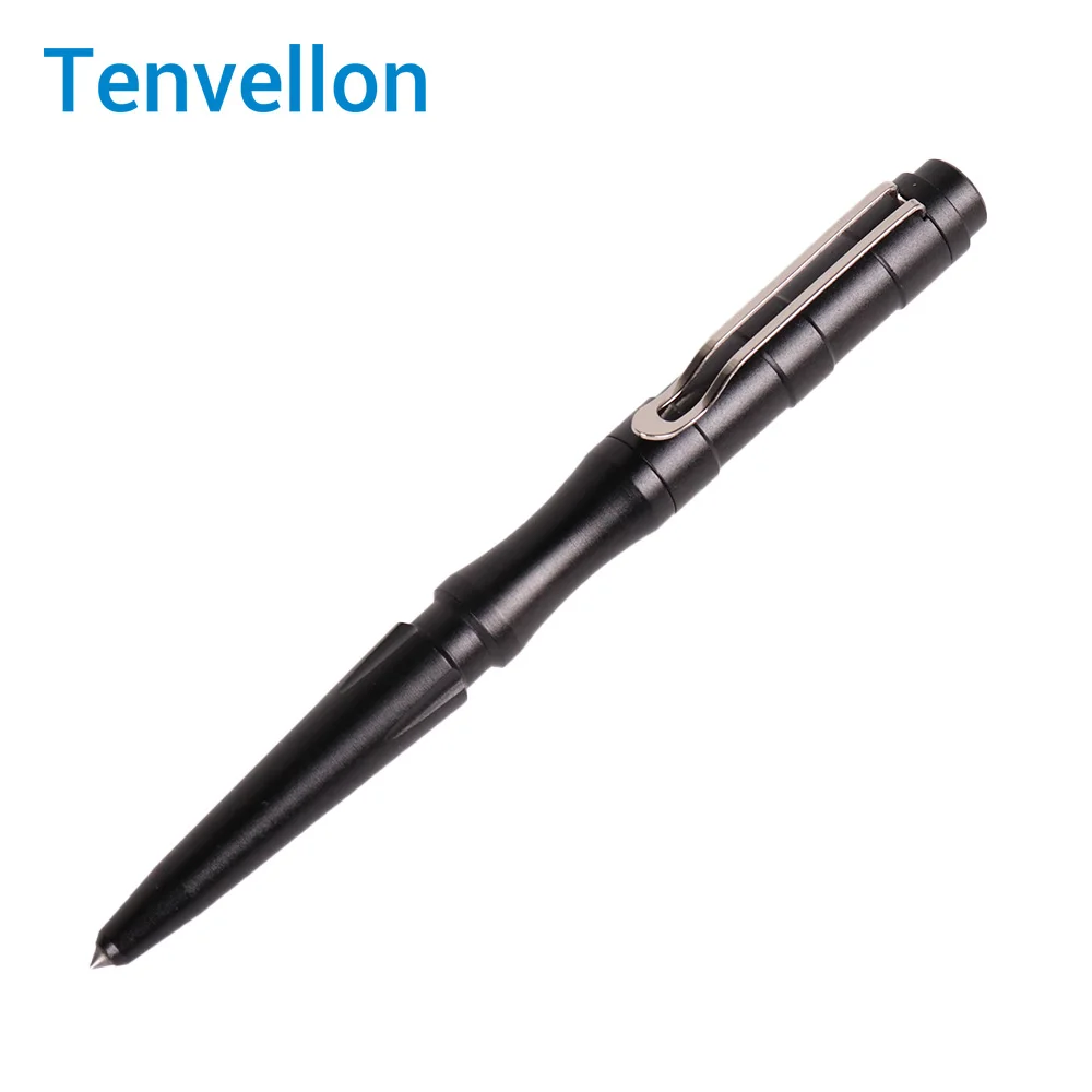 Черный Tenvellon самообороны тактическая ручка Черный, серый цвет Цвет простая посылка личный аварийный обороны инструмент защиты безопасности EDC инструмент оружие - Цвет: Черный