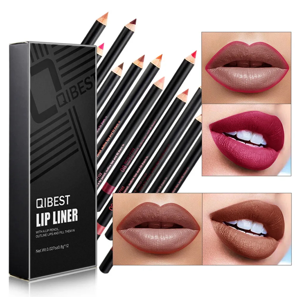 

Qibest Lip Liner 12pcs/Set Women Waterproof Easy to Wear Lip Liner Pen Pencil Long Lasting Natural Lipliner Makeup Tools 19L0516