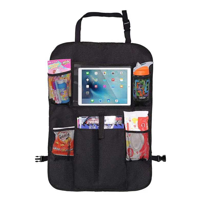 

Huihom Universal Car Seat Back Organizer Backseat Storage Bags Protector Cover Touch Screen iPad Tablet Drink Holder Net Pocket