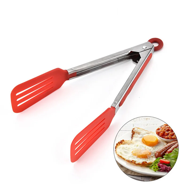 

HYUUGA Carrywon Nylon Non-Stick Kitchen Tongs Stainless Steel Barbecue Tongs Pizza Bread Steak BBQ Tong Clip Kitchen Accessories