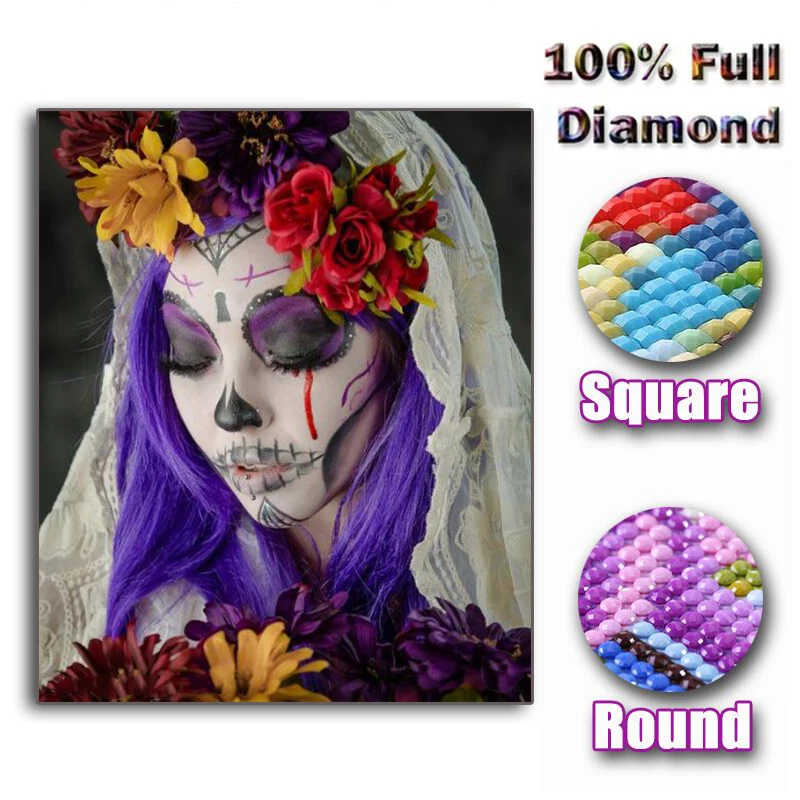 2019 NEW Full square/round drill 5D Diy Diamond Painting 'sugar skull