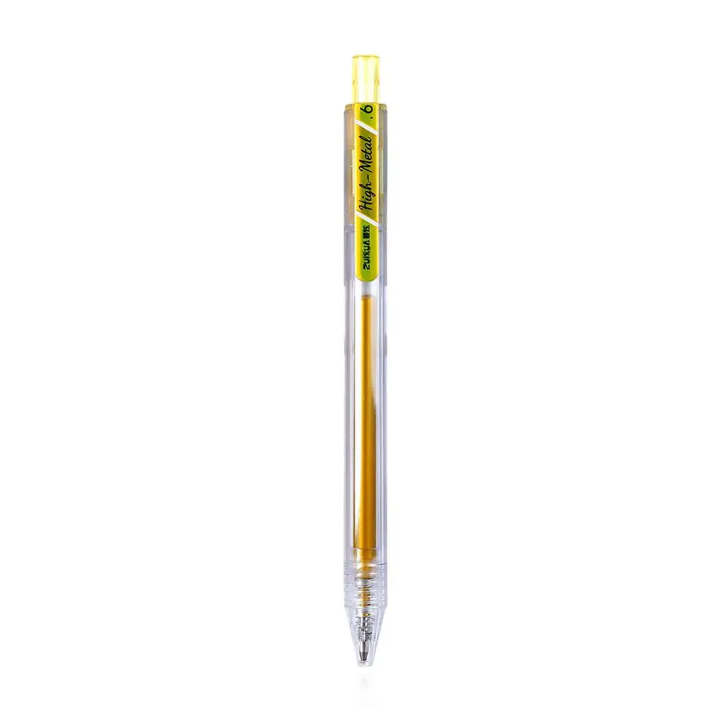 1 шт., 10 цветов, металлический маркер, гелевая ручка, 0,6 мм, черные/многоцветные, гелевые чернила, ручки, пресс-тип для студентов, пишущая шариковая ручка - Цвет: huang se