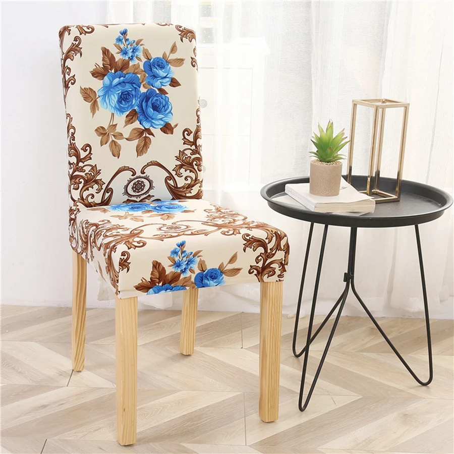Dining Chair Cover Spandex Universal Printed Kitchen Removable Seat Cover for Banquet Restaurant Party Chair Slipcover 1PC