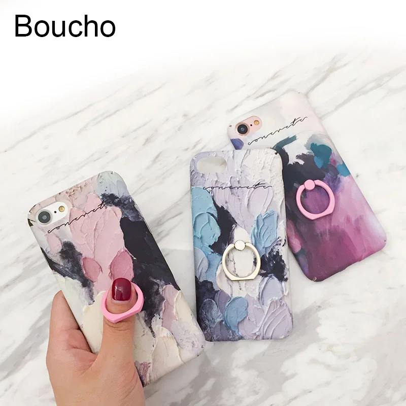Чехол Boucho с масляной росписью для iphone 6 6s 7 8 Plus градиентное граффити чехлы