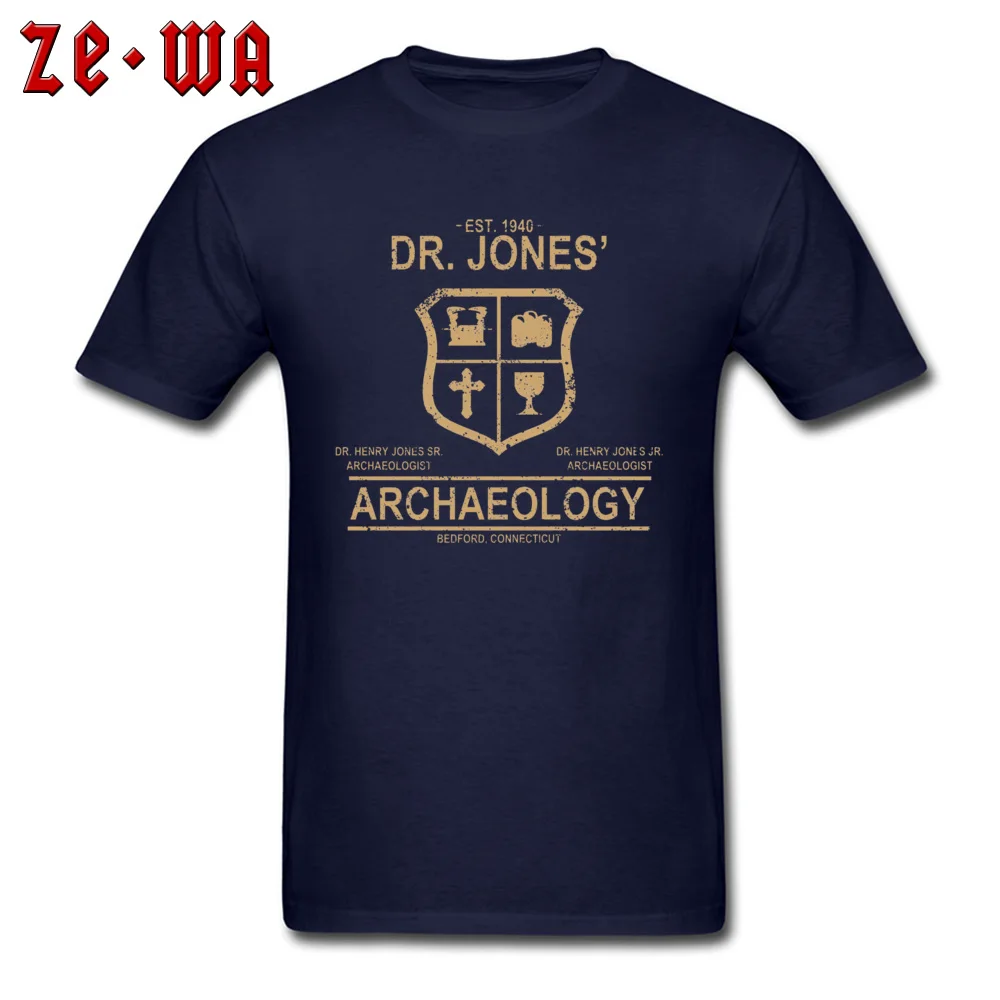 Round Neck Dr. Jones Archaeology 7324 Cotton Fabric Men`s T-Shirt Design Short Sleeve T Shirt Hot Sale Street Tops Shirt Dr. Jones Archaeology 7324 navy