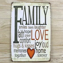 Новое поступление "FAMYLY LOVE" жестяная пластина знаки плакат фильм Искусство кафе бар винтажная металлическая живопись наклейки на стену домашний декор 20X30 см