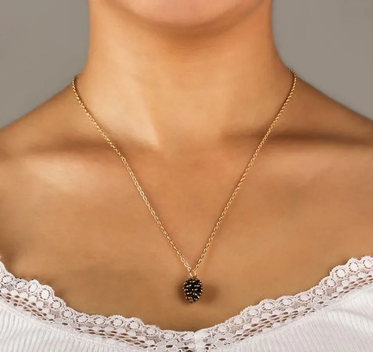 NM031 простой образец растения сосновый кулон конус ожерелье для женщин модные ювелирные изделия оптом