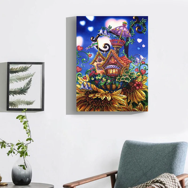 RUBOS DIY Diamond Embroidery House Abstract Art Religion Diamond Painting Mosaic Scenery 5D Big Bead Pearl 3D Crystal Glass Sale (44)