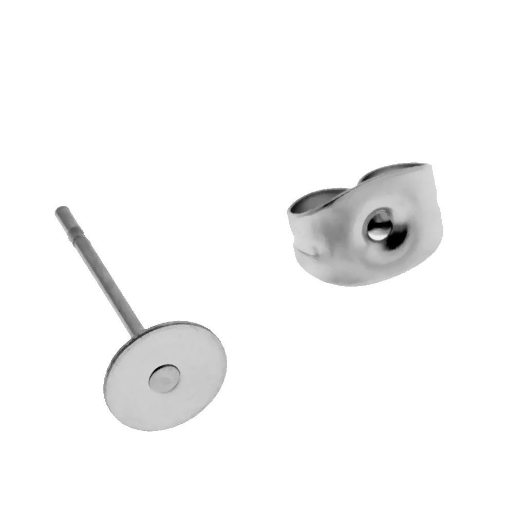120 Pairs Hypoallergenic Stainless Steel Pin Stud Back Lock Post Pad Blank Crafts DIY Jewelry Making Findings