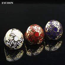 LYCOON Promoción! Nueva Moda hombre o mujer anillo de acero inoxidable 316L anillos de tres colores resina importada Esmalte chapado en oro R3039