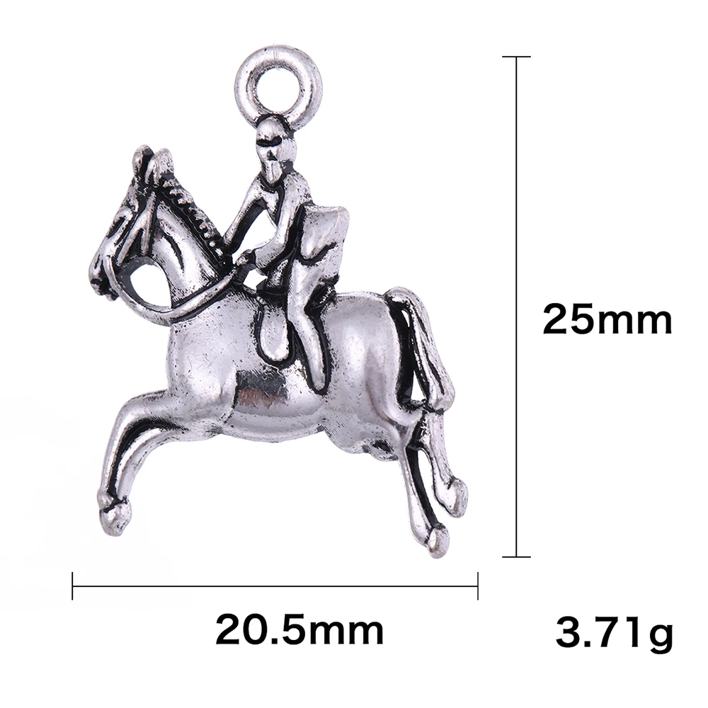 العتيقة الفضة مطلي الحصان رايدر سباق الفارس شكل سحر