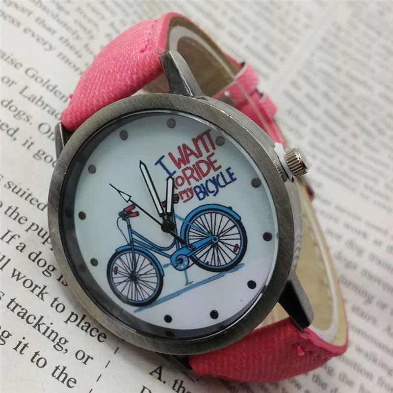 New Listing Men Watch Fashion Male Vintage Watch Denim Bicycles Male And Female Students Couple Table Relogio masculino M09 (17)