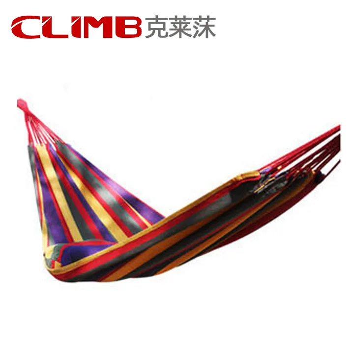 

Muti-color Portable Travel Outdoor Camping Tourism Cotton Rope Swing Fabric Stripes Single Leisure Folding Hammock Canvas Bed