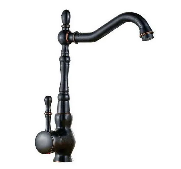 Kitchen Wet Bar Bathroom Vessel Sink Faucet Black Oil Rubbed Bronze One Handle Swivel Spout Mixer Tap Single Hole msf098