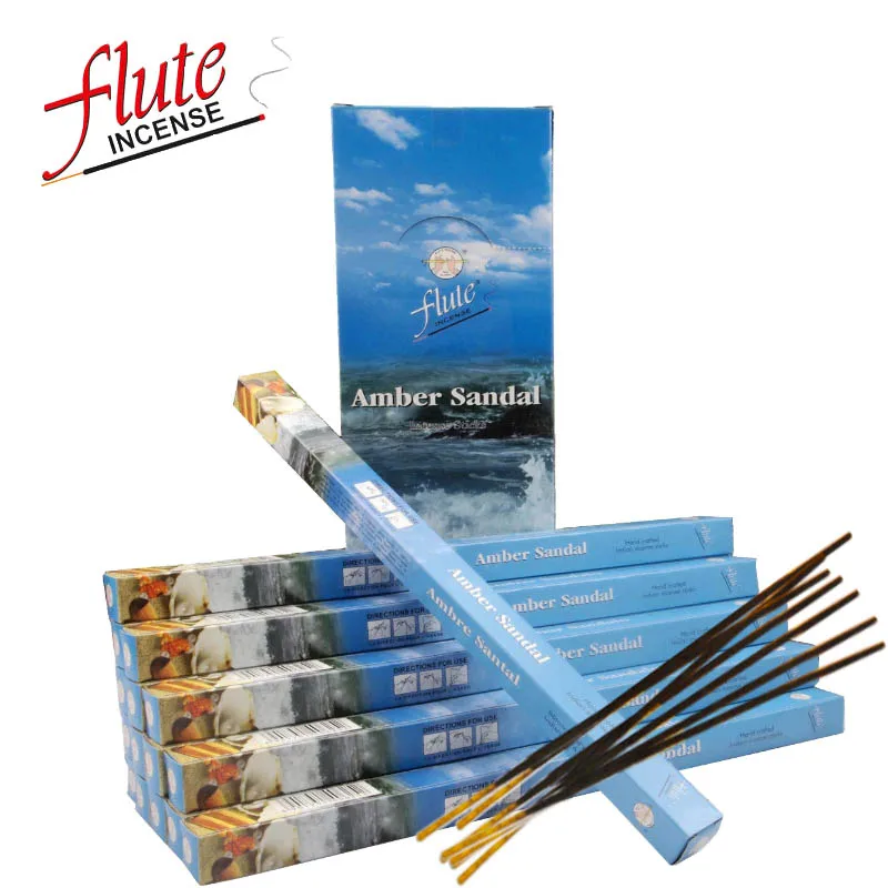 

FLUTE 200 Sticks/Pack Amber Sandal Lax Cored Stick Incense Handmade From Indian Burning in Tea House For Meditation