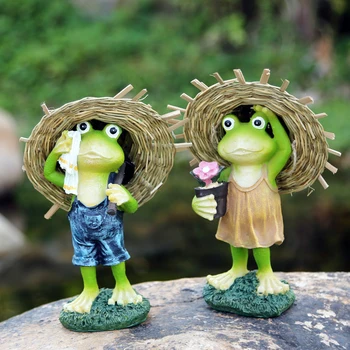 

Resin creative 3D frog with a straw hat basket Decoration Figurine Model, flowerpots, Garden decoration,Outdoor statue,Yard deco