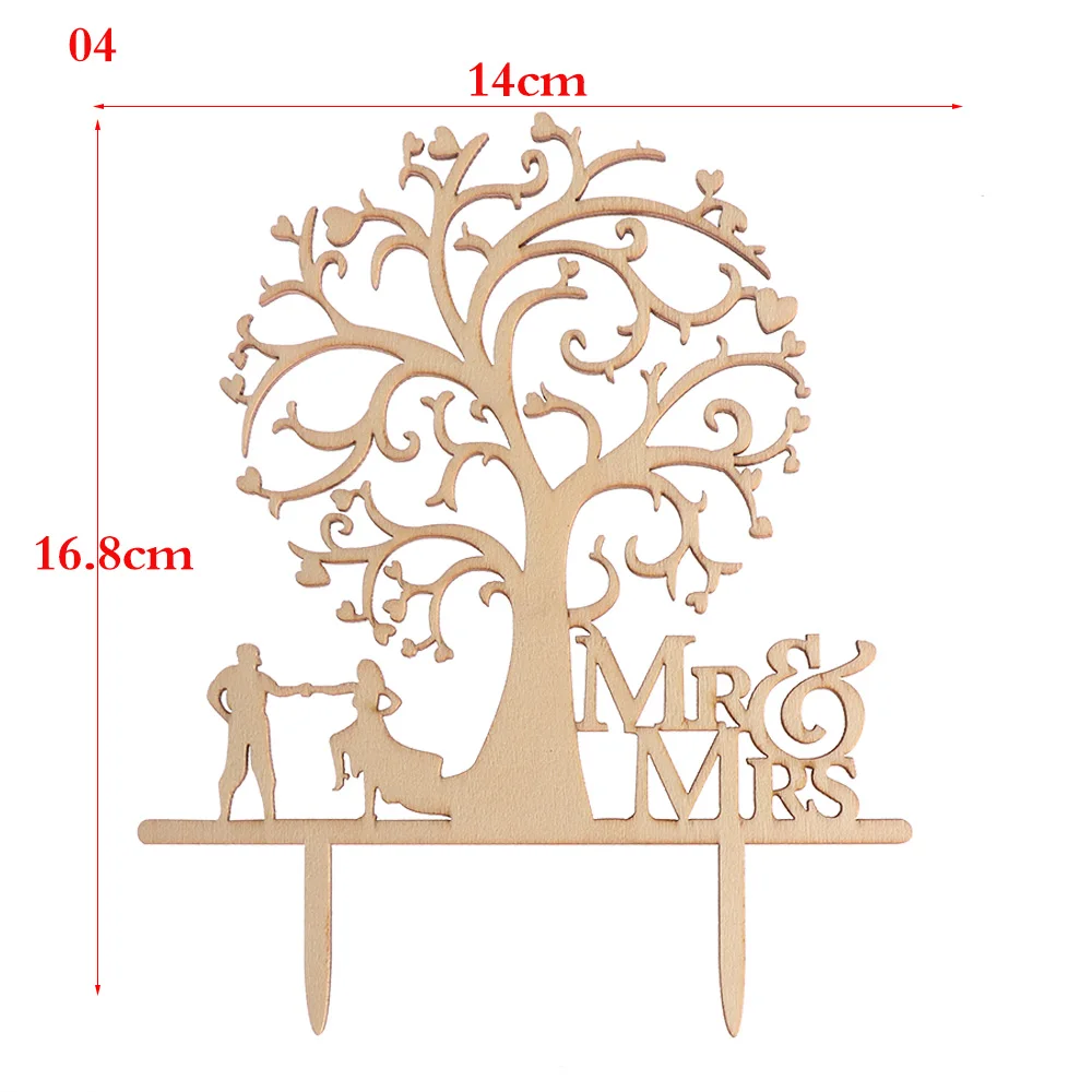 "Mr and Mrs" винтажный деревенский Свадебный Топпер для торта лазерная резка деревянные буквы украшения для свадебного торта сувениры принадлежности для помолвки подарки - Цвет: 4