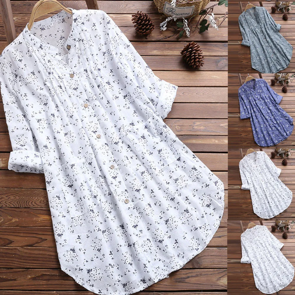 ladies shirts Plus Size Boho Women Long Sleeve Kaftan Baggy Blouse Tops Floral Long Shirt Tops Casual Tunic blouses & shirts
