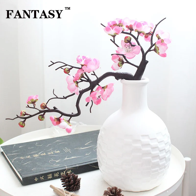 

FANTASY Artificial Plum Blossom Tree Branch Fake Flower Simulated Bonsai Landscape Mini Indoor Silk bouquet For Party Home Decor