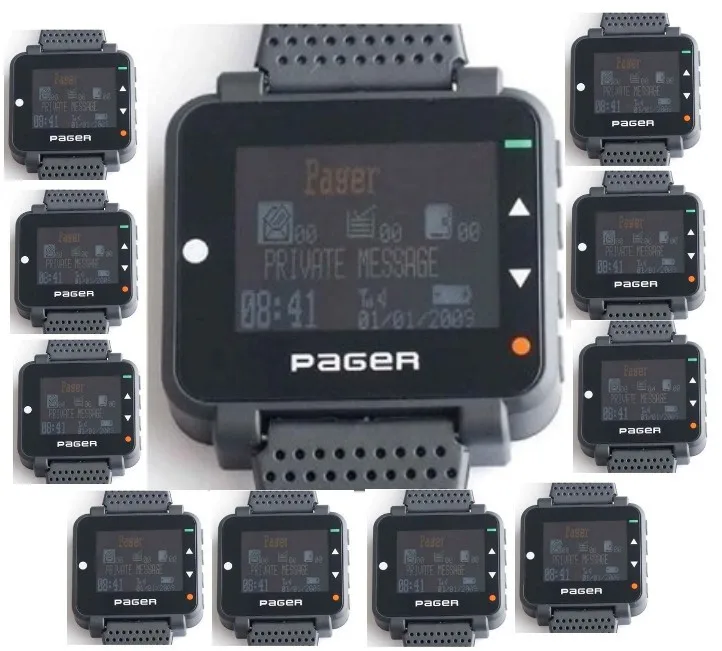 

Free shipping! 10pc High quality 09W alpha pager,POCSAG mutli language text message wrist pager,watch receiver, wireless call