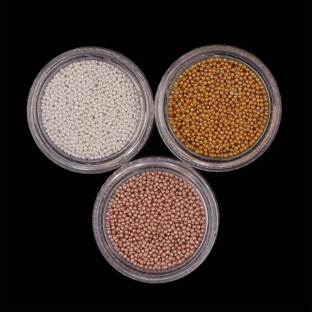 

10g/Pot Gold Silver Mini Caviar Beads Gel Polish Nail Art Tips Charm Metallic Pearl Ball Pro Manicure Pedicure DIY 3D Decoration