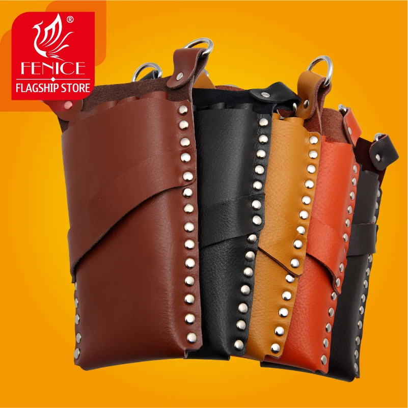

Leather Professional Barber Rectangle Hair Scissor Bag Salon Hairdressing Holster Pouch Case with Waist Shoulder Belt