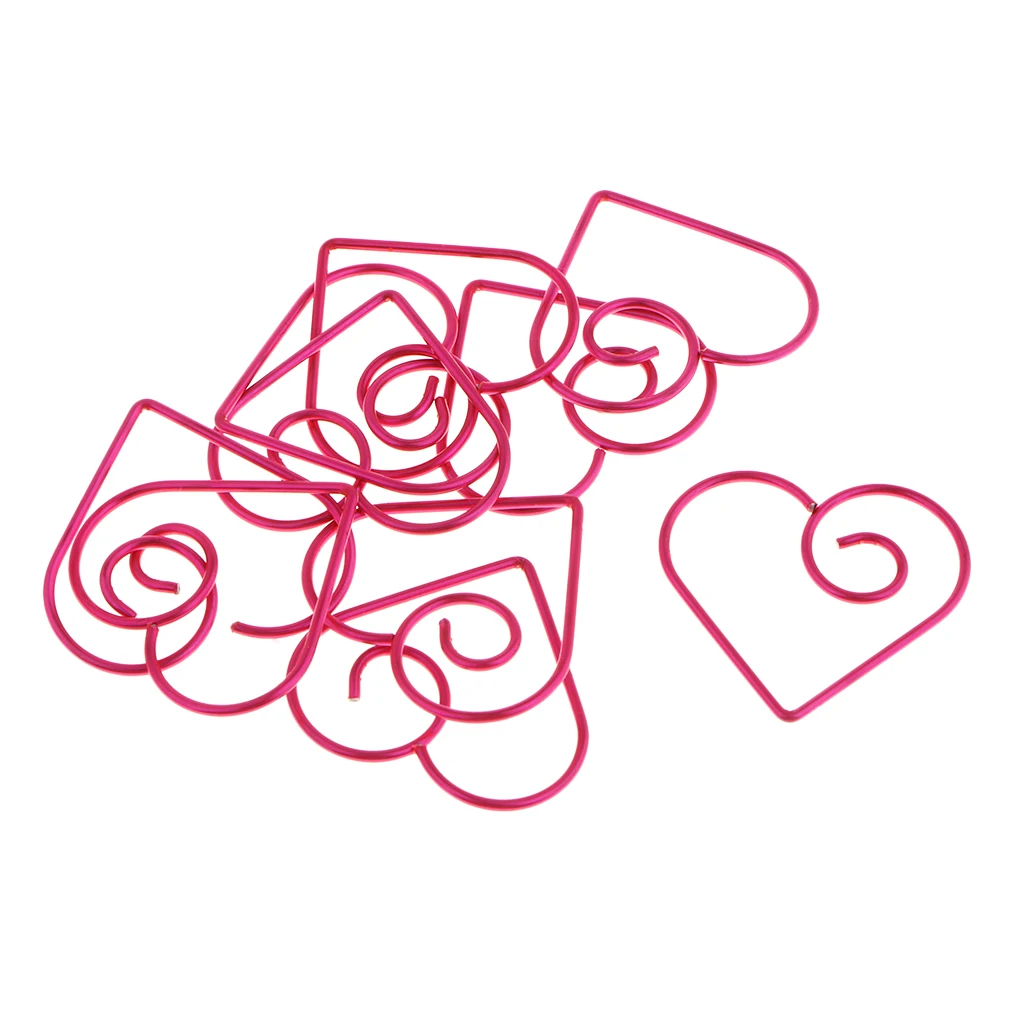 10pcs Love Heart Shape Paper Clips Suit For Book Marker /Documents Binder Clips /Office Organizer