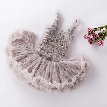 

Girls tutu dress grey 2019 princess dress Ball Gown dancing Birthday Party baby girl tutu clothes Summer vestido infantil menina