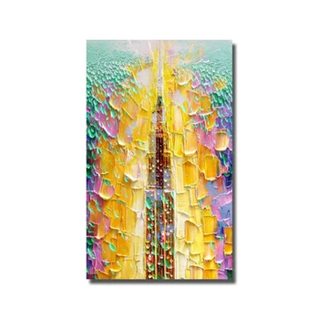 

Yellow Knife Painting Modern Art Hand Painted Oil Painting on Canvas Living Room Wall Pictures Paintbrush No Framed