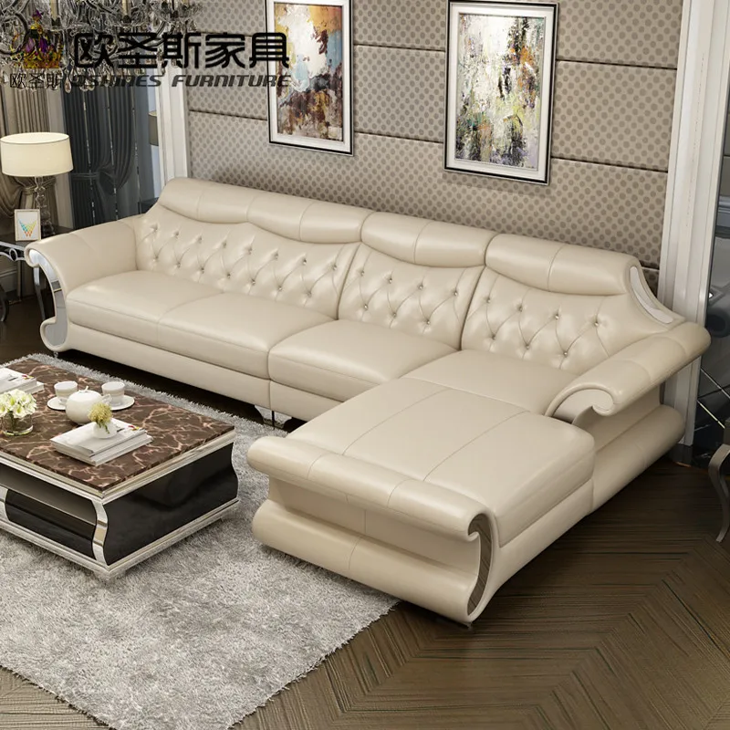 Beautiful post modern bright colored sleeper couch living room stailess steel frame buffalo leather sofa set designs and prices