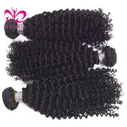 Reine предварительно цветные натуральные волосы пучки Kinky Curl перуанские волосы плетение пучков не Реми 3 4 Связки