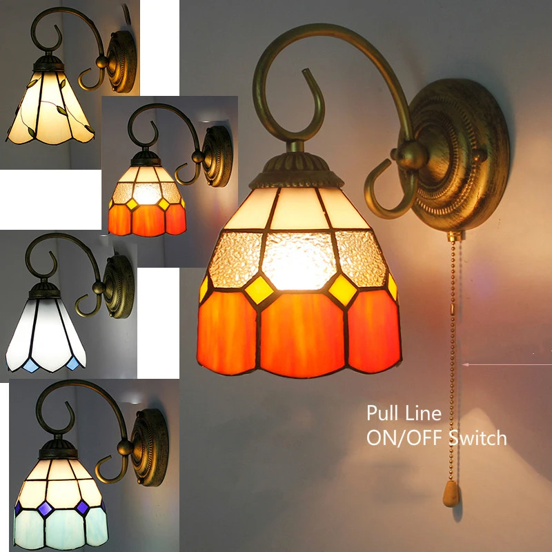 Artpad Turkish Style Mediterranean Sea Bracket Light Stained Glass Rustic Sconces Bedroom Aisle Bathroom Mirror Front Wall Lamp