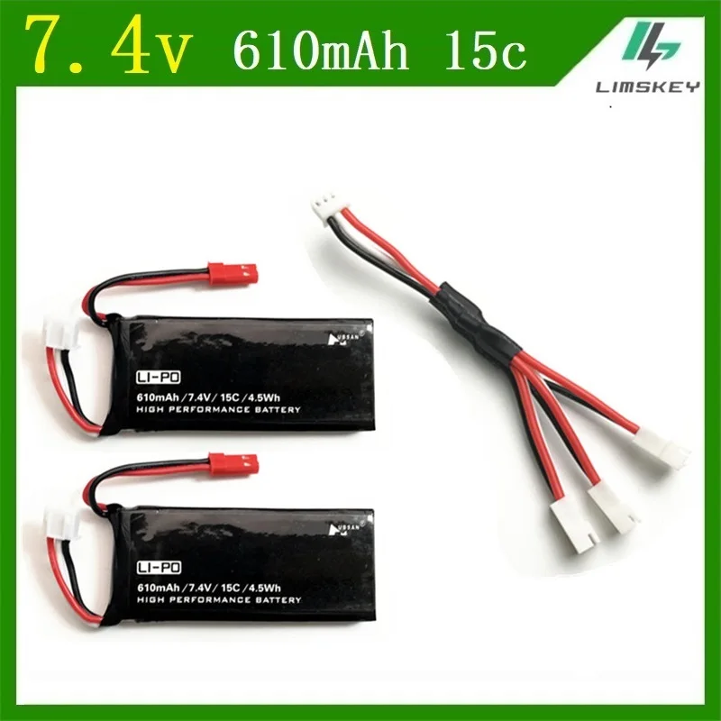 

Hot sales New Hubson H502S H502E RC Quadcopter Spare Parts 2Pcs/sets 7.4V 15C 610mAh Battery& Charging Cable Sets free shipping